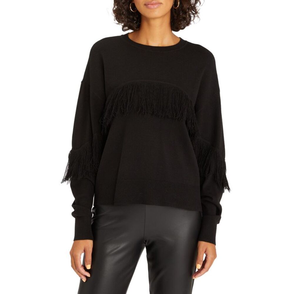Sanctuary Social Hour Fringe Sweater In Black - XS